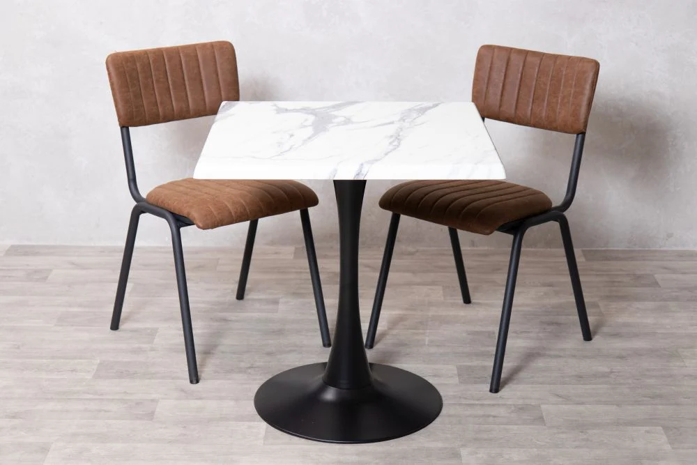 White Marble Effect Top Indoor Café Table Set - Image 33
