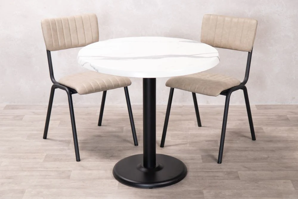 White Marble Effect Top Indoor Café Table Set - Image 5