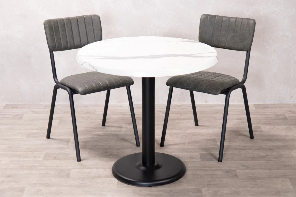White Marble Effect Top Indoor Café Table Set - Image 8