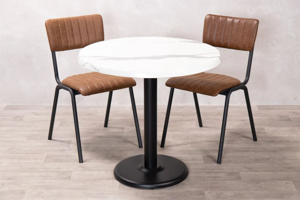 White Marble Effect Top Indoor Café Table Set - Image 9