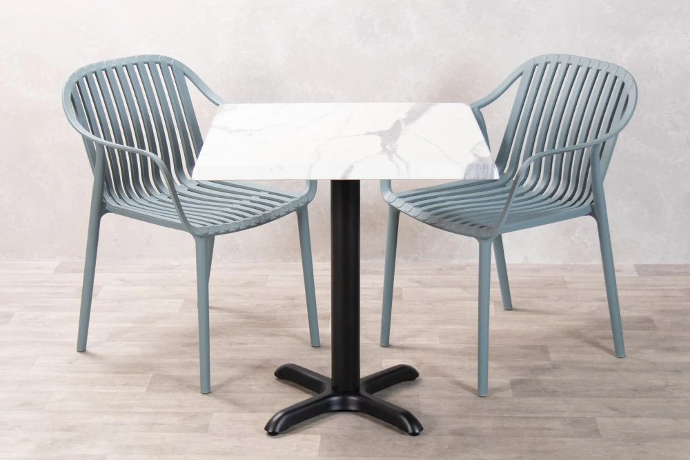 White Marble Effect Top Outdoor Café Table Set with California Chairs - Image 22