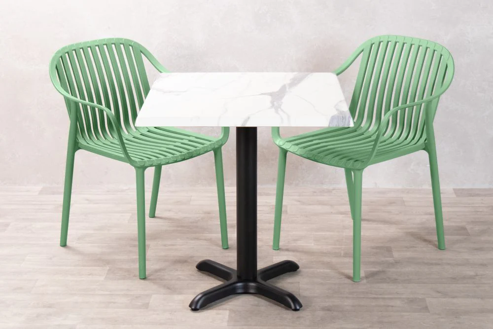 White Marble Effect Top Outdoor Café Table Set with California Chairs - Image 24