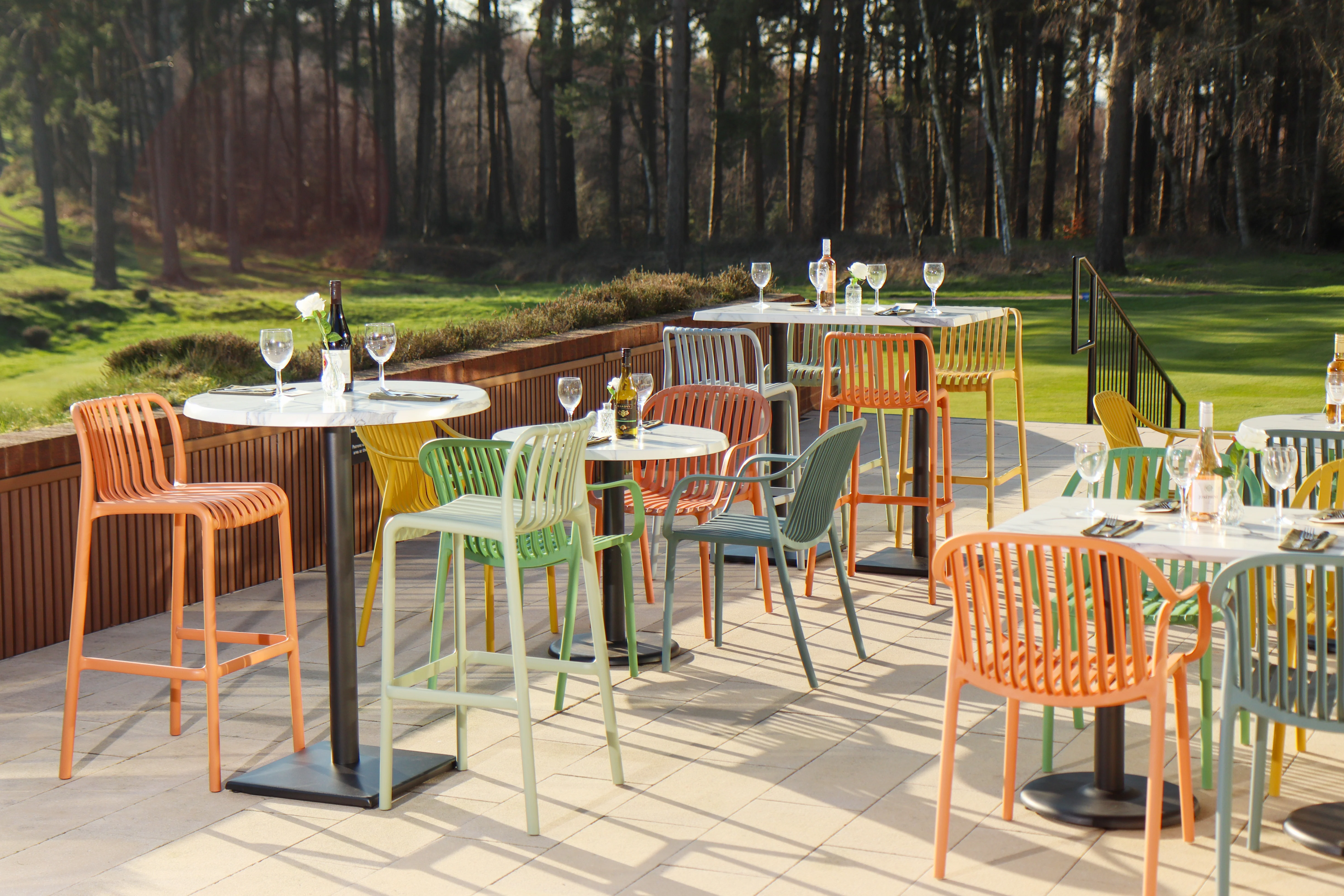 White Marble Effect Top Outdoor Café Table Set with California Chairs - Image 33