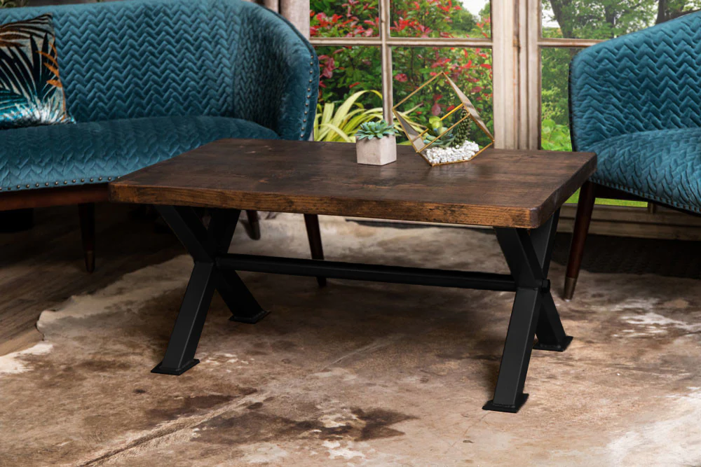 Pine Top X-Frame Coffee Table - Image 2