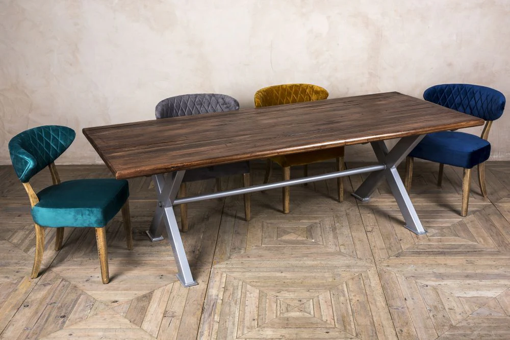 Sheffield X-frame Table with Elm Top - Image 17